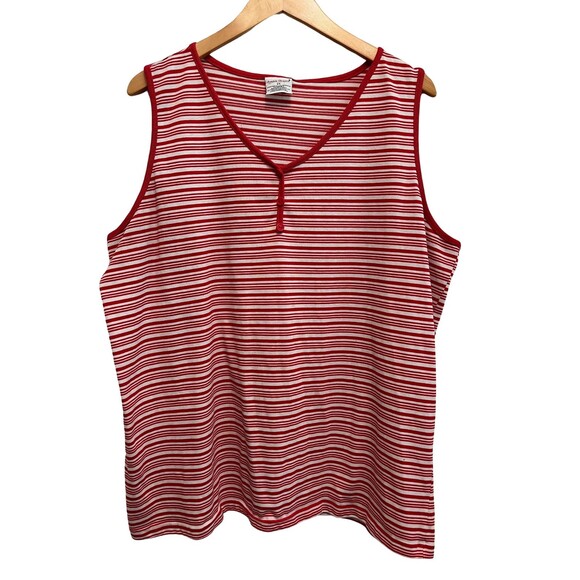 Vintage 90s Bobbie Brooks Tank Top Shirt Red Striped Sleeveless Grunge Plus‎ 2X - Picture 1 of 10